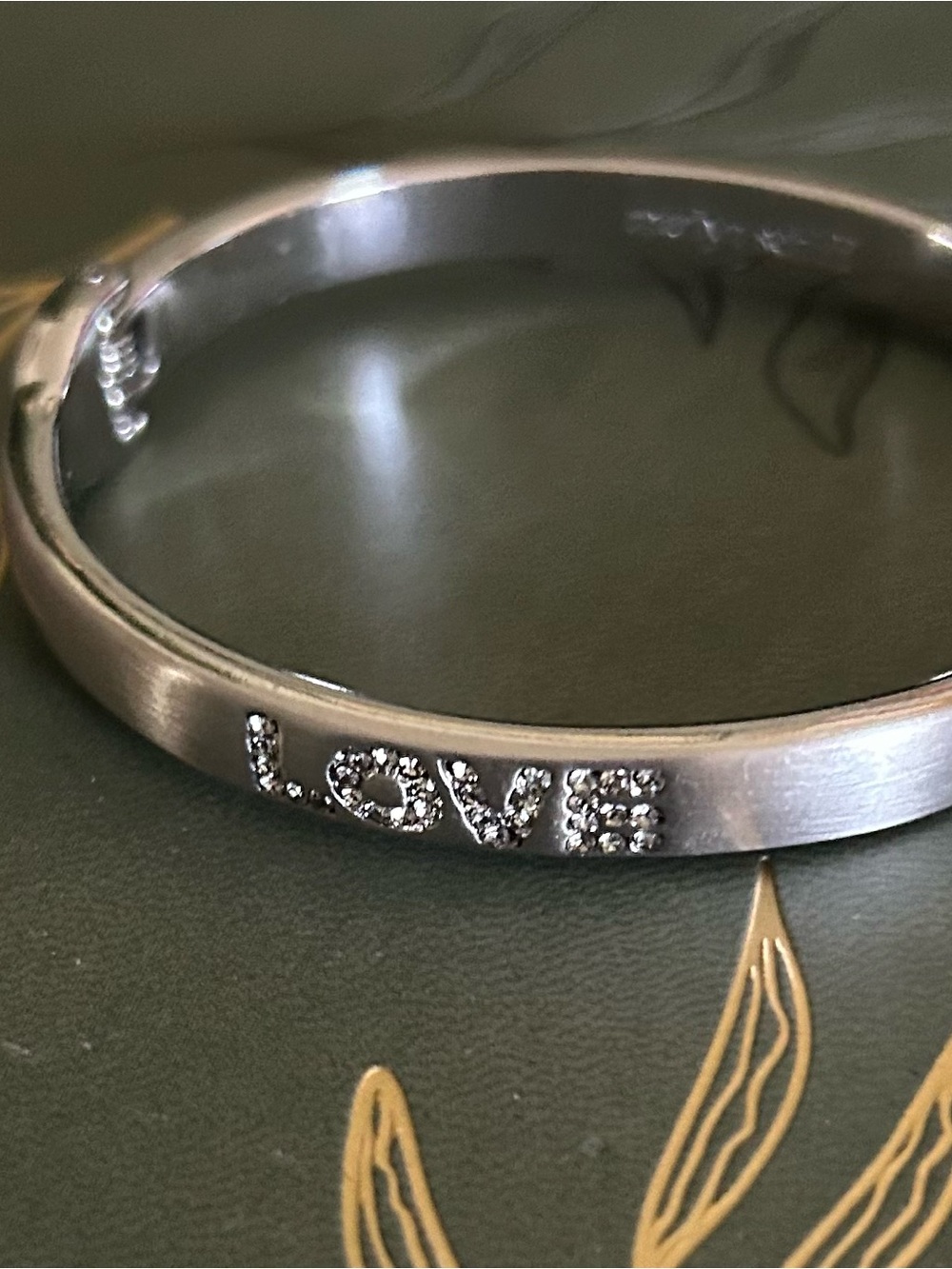 Marlyn Schiff Silver-Tone LOVE Crystal Bangle Bracelet